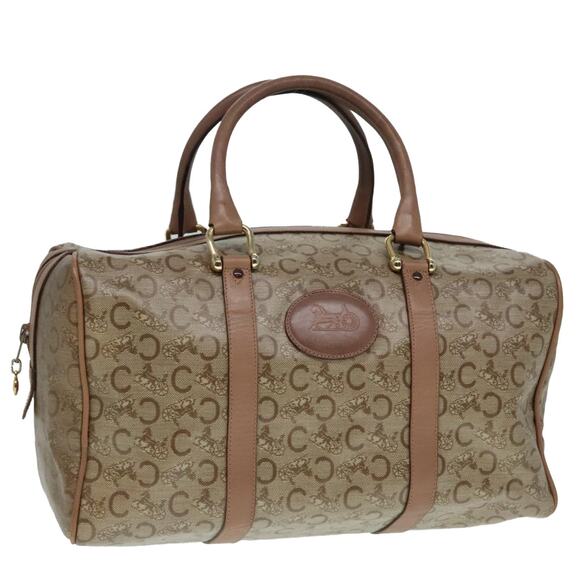 CELINE C Macadam Canvas Hand Bag Pvc Leather Beige - Picture 1 of 16